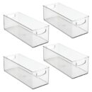 mDesign Plastic Baby Room Organizer Bin - Modern, Stackable Storage Container Box with Handles for Organizing Toys - Small Clothes and Accessories Holder - Ligne Collection - 4 Pack - Clear