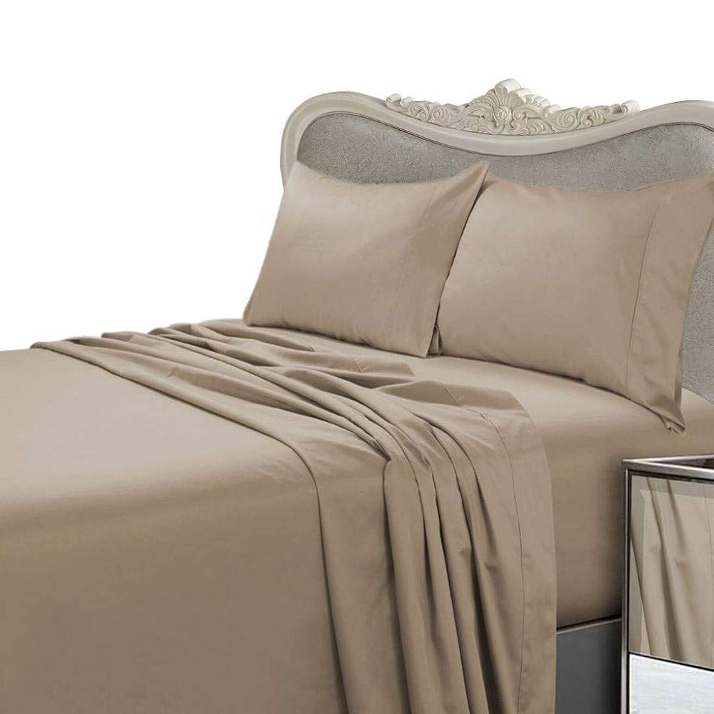 Royal Hotel Bedding Low Profile Sheets Made in USA - 250-Thread-Count 4pc Full Bed Sheet Set 100% Cotton, Sateen Solid, Low Profile Fitted Sheet, Full Sage Sheet Set