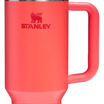 Stanley Quencher H2.0 Tumbler with Handle and Straw 40 oz | Flowstate 3-Position Lid | Cup Holder Compatible for Travel | Insulated Stainless Steel Cup | BPA-Free | Hot Coral