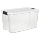Sterilite 24-Pack Ultra Latching Box, Storage Bins with Lids, Clear Plastic, 70 Quart - Heavy-Duty Organizing Containers for Closet, Bathroom, and Office
