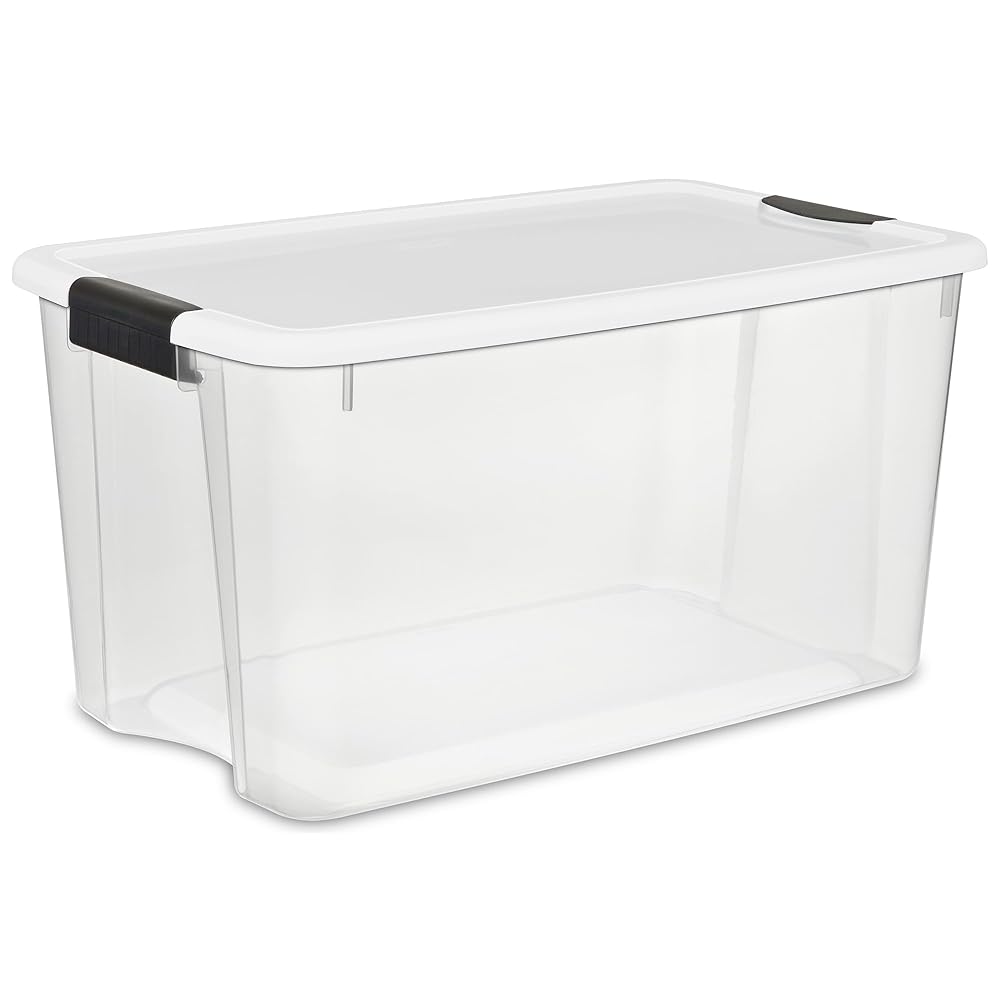 Sterilite 20-Pack Ultra Latching Box, Storage Bins with Lids, Clear Plastic, 70 Quart - Heavy-Duty Organizing Containers for Closet, Bathroom, and Office