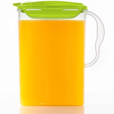 LocknLock Aqua Fridge Door Water Jug with Handle BPA Free Plastic Pitcher with Flip Top Lid Perfect for Making Teas and Juices, 3 Quarts, Green