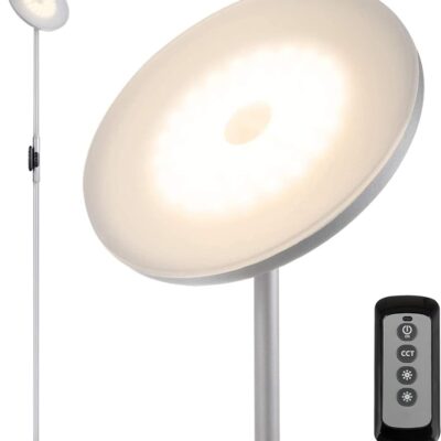 JOOFO Floor Lamp,30W/2400LM Sky LED Modern Torchiere 3 Color Temperatures Super Bright Floor Lamps-Tall Standing Pole Light with Remote & Touch Control for Living Room,Bed Room,Office(Platinum Silver)