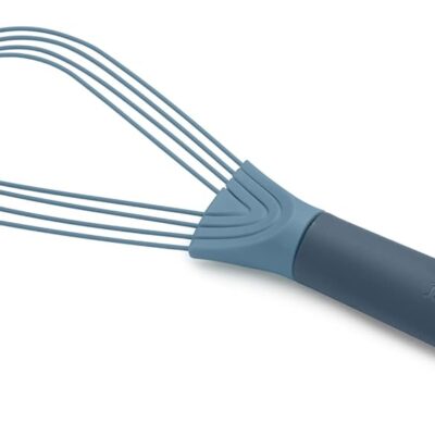 Joseph Joseph Twist Whisk 2-In-1 Collapsible Balloon and Flat Whisk Silicone Coated Steel Wire, Sky Blue