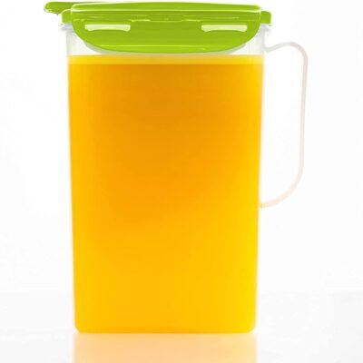 LocknLock Aqua Fridge Door Water Jug with Handle BPA Free Plastic Pitcher with Flip Top Lid Perfect for Making Teas and Juices, 2 Quarts, Green