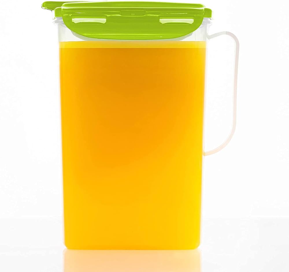 LocknLock Aqua Fridge Door Water Jug with Handle BPA Free Plastic Pitcher with Flip Top Lid Perfect for Making Teas and Juices, 2 Quarts, Green