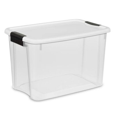 Sterilite 24-Pack Ultra Latching Box, Storage Bins with Lids, Clear Plastic, 30 Quart - Heavy-Duty Organizing Containers for Closet, Bathroom, and Office