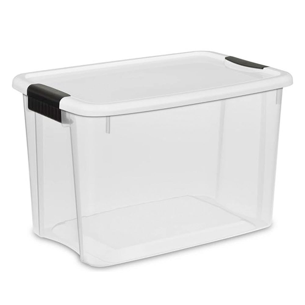 Sterilite 24-Pack Ultra Latching Box, Storage Bins with Lids, Clear Plastic, 30 Quart - Heavy-Duty Organizing Containers for Closet, Bathroom, and Office