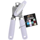 GORILLA GRIP Heavy Duty Stainless Steel Smooth Edge Manual Can Opener and Bottle Openers, Soft Comfortable Handle, Oversized Handheld Turn Knob, US Designed Multifunctional Kitchen Tool, Lavender