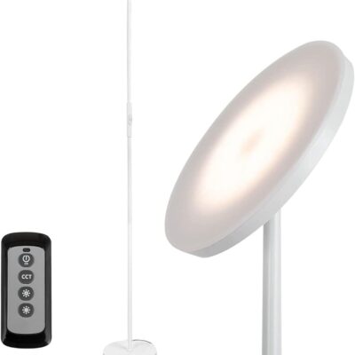 JOOFO Floor Lamp,30W/2400LM Sky LED Modern Torchiere 3 Color Temperatures Super Bright -Tall Standing Pole Light with Remote & Touch Control for Living Room,Bed Room,Office (Pearl White)