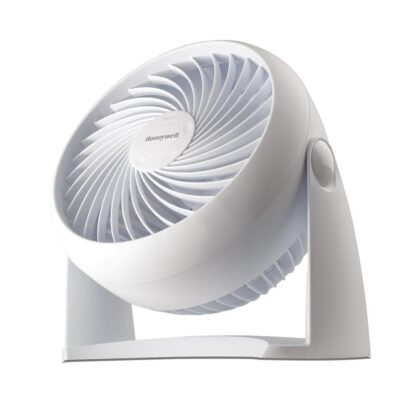 Honeywell TurboForce Air Circulator, Small Tabletop Fan, Quiet Personal Fan for Home or Office, 3 Speeds, 90 Degree Pivoting Head, White, HT-904