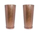 H Potter Large Tall Planter Pots Outdoor Indoor Copper Flower Decorative Set of Two with Trays GAR684 (Set of Two W/Tray)
