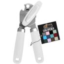 GORILLA GRIP Heavy Duty Stainless Steel Smooth Edge Manual Can Opener and Bottle Openers, Soft Comfortable Handle, Oversized Handheld Turn Knob, US Designed Multifunctional Kitchen Tool, White