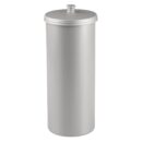 iDesign Freestanding Toilet Paper Canister with Lid for 3 Extra Rolls, Silver, Made in USA