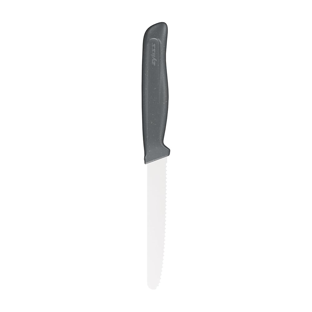 Zyliss Serrated Tomato Knife – Sharp German Stainless Steel Blade with Sustainable Wheat Straw Non-Slip Handle – Safety Cover Included – Dishwasher Safe – 4.3 inches