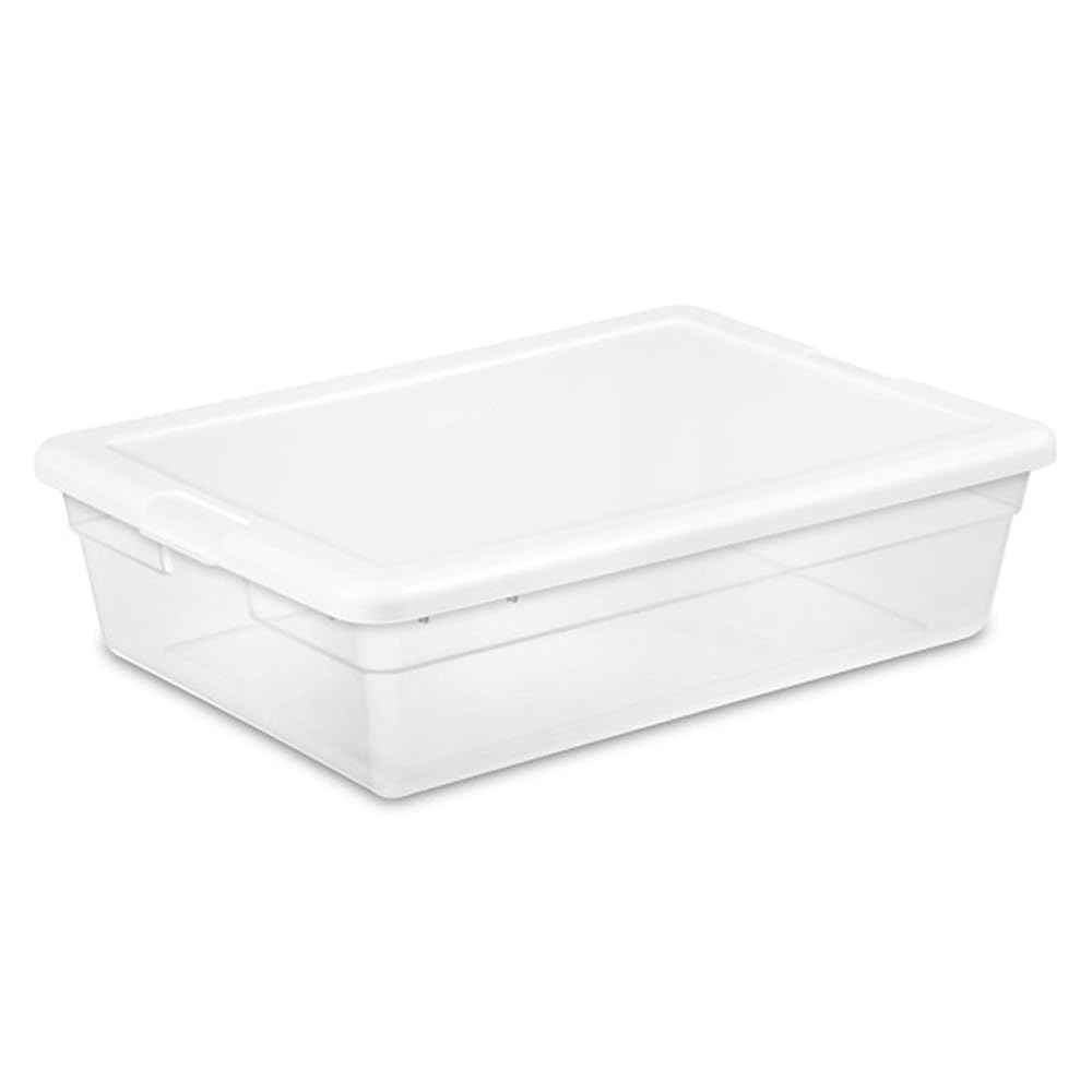 Sterilite 20-Pack Storage Box, Stackable Clear Plastic Bins with Snap-On Lids, 28 Quart