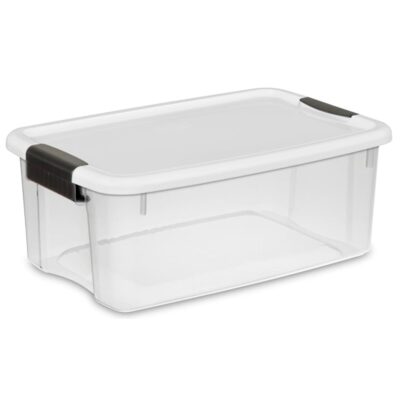 Sterilite 24-Pack Stackable Storage Bin with Lid, Clear Plastic Design, 18 Quart