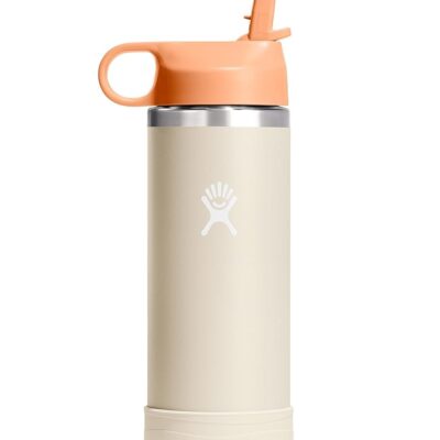 Hydro Flask Kids Water Bottle for School - Stainless Steel and Insulated with Straw Cap - 18 Oz Coconut