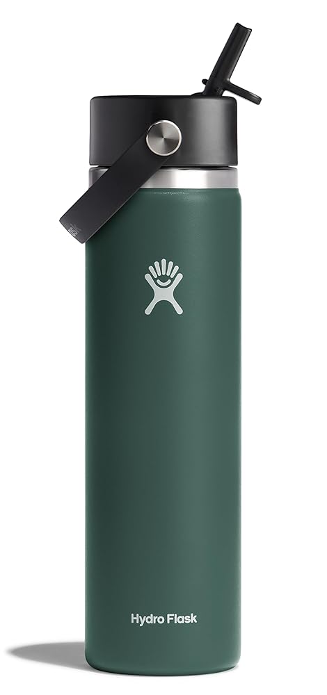 Hydro Flask 24 Oz Wide Flex Straw Cap Bottle - Insulated Stainless Steel - Wide Straw Lid, Non Spill, Leakproof in Fir