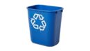 Rubbermaid Commercial Products Deskside Recycling Can, 7-Gallon/28-Quart, Blue Recycling Symbol, Plastic, for Bedroom/Bathroom/Office/Under Desk/Sink