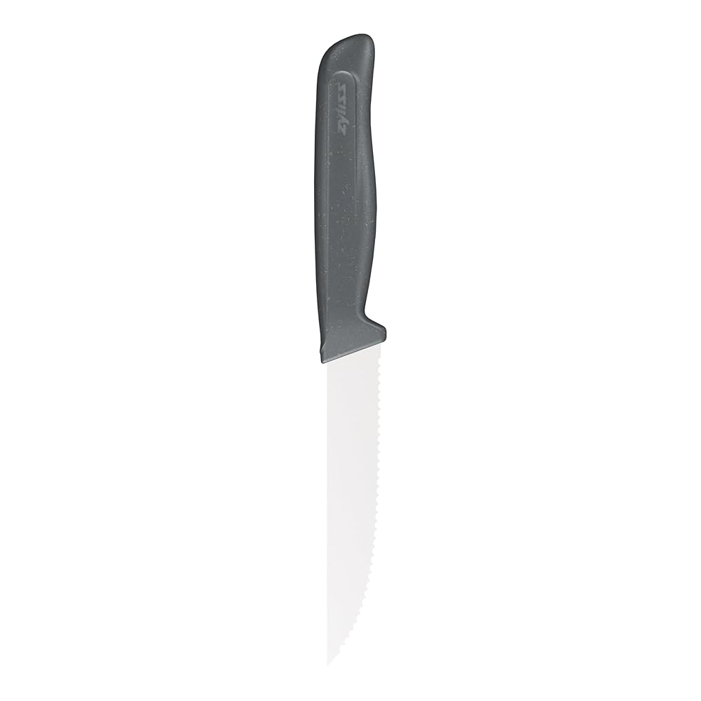 Zyliss Serrated Steak Knife – German Stainless Steel Blade with Sustainable Wheat Straw Non-Slip Handle – Kitchen Knife for Steak, Vegetables & Pizza – Dishwasher Safe – 4.3 inches