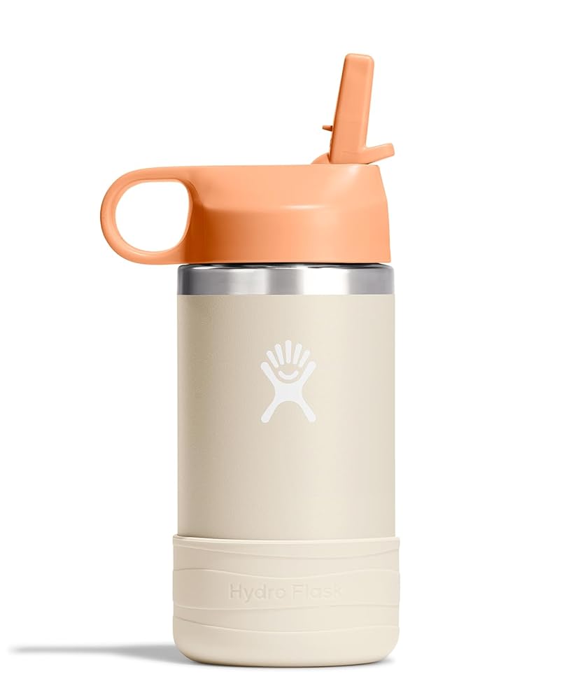 Hydro Flask Kids Water Bottle for School - Stainless Steel and Insulated with Straw Cap - 12 Oz Coconut