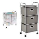 Honey-Can-Do Rolling Storage Cart and Organizer with 12 Plastic Drawers + Honey-Can-Do 3 Drawer Rolling Cart - Gray