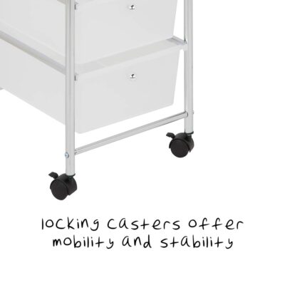 Honey-Can-Do 3-Drawer Plastic Storage Cart on Wheels,Silver - Image 6