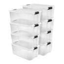 Sterilite 8-Pack Ultra Latching Box, Storage Bins with Lids, Clear Plastic, 116 Quart - Heavy-Duty Organizing Containers for Closet, Bathroom, and Office