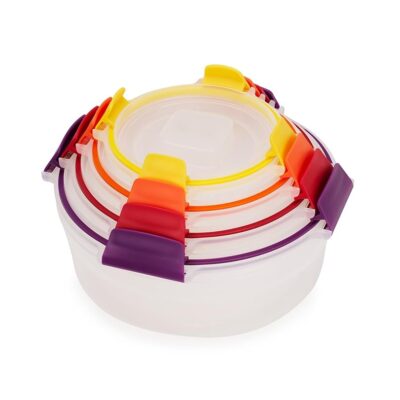 Joseph Joseph Nest Lock 8-piece Plastic BPA Free Round Food Storage Container Set with Lockable Airtight Leakproof Lids - Multicolor