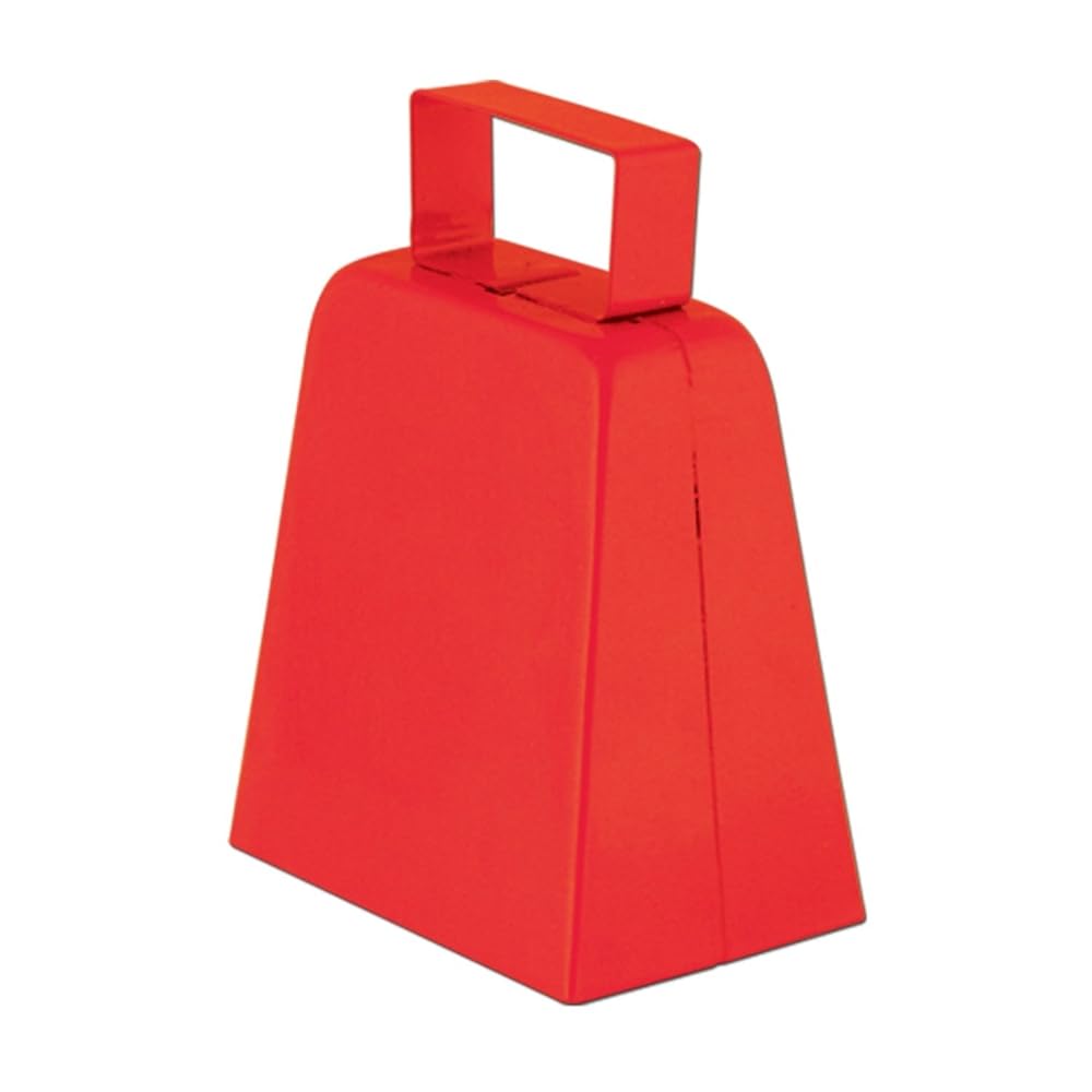 Beistle Red Cowbells, Pack of 12, Metal Noise Makers for School Spirit, Pep Rallies, Game Day, Team Pride, Sporting Events, and Celebrations, Party Accessories, 4”