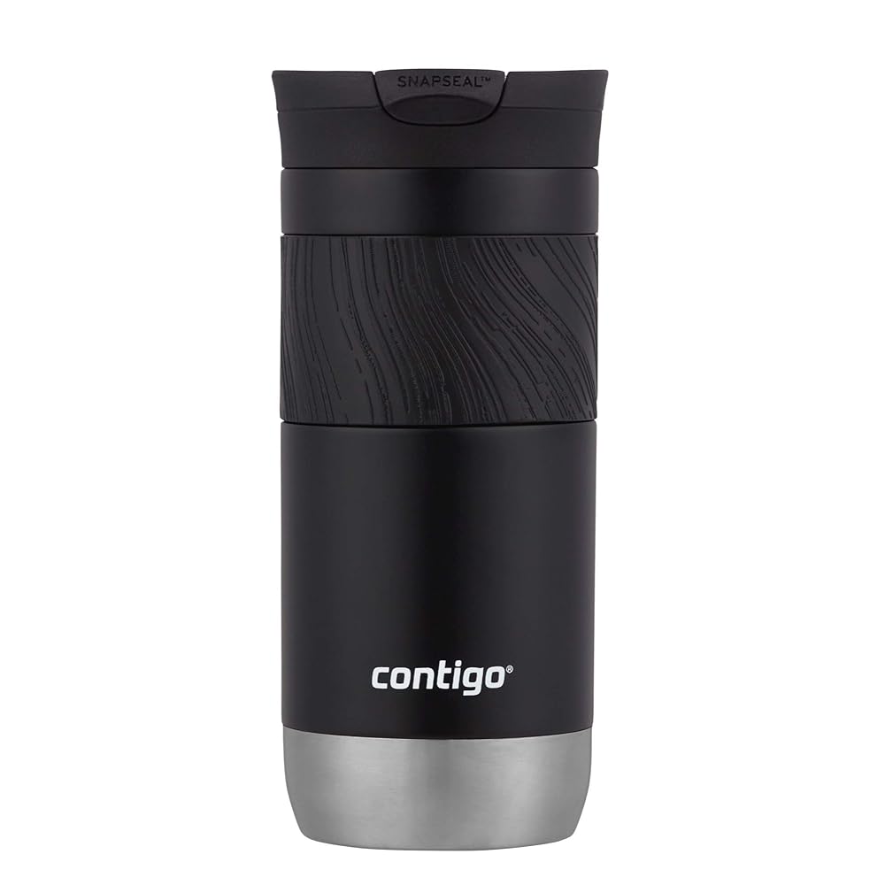 Contigo Byron Vacuum-Insulated Stainless Steel Travel Mug with Leak-Proof Lid Reusable Coffee Mug or Water Bottle BPA-Free 16oz Licorice Keeps Beverages Hot for 6 Hours or Cold for 12 Hours