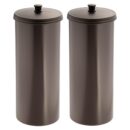 iDesign Freestanding Toilet Paper Canister with Lid for 3 Extra Rolls, Set of 2, Bronze, Made in USA