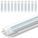 JESLED 4FT LED T8 Type A+B Tube Lights, 24W(65W Equivalent), 3200LM, 5000K, Single or Double End Powered, Plug and Play or Ballast Bypass, 4 Foot T10 T12 Fluorescent Bulbs Replacement, Clear(12-Pack)