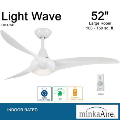 Minka-Aire F844-WH, Light Wave, 52" Ceiling Fan, White - Image 6