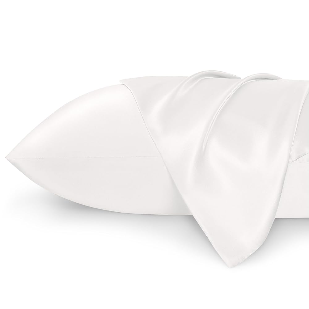 Bedsure King Size Satin Pillowcase Set of 2 - Ivory Silky Pillow Cases for Hair and Skin with Envelope Closure, Similar to Silk Pillow Cases, Gifts for Women Men, 20x36 Inches, 2pcs