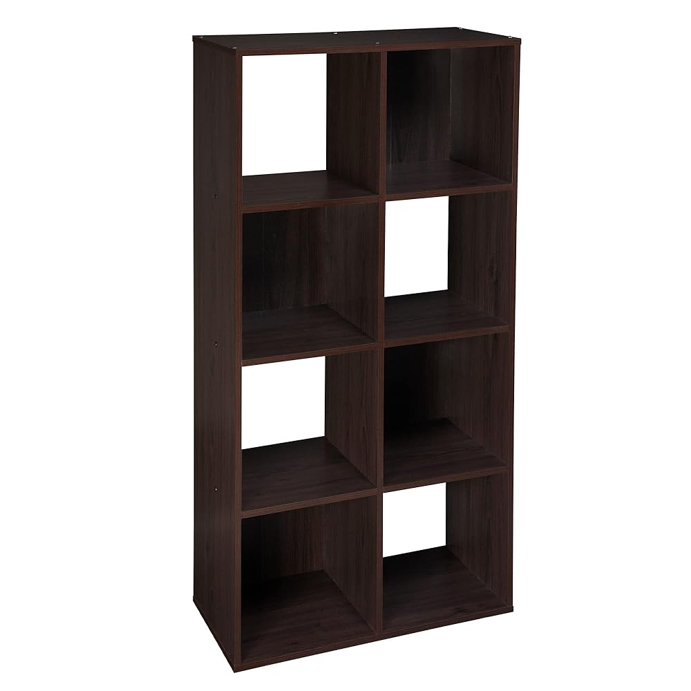ClosetMaid Cubeicals 8 Cube Storage Shelf Organizer Bookshelf, Stackable, Vertical or Horizontal, Easy Assembly, Wood, Espresso Finish