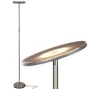 Brightech Sky LED Floor lamp, Torchiere Super Bright Floor Lamp for Living Rooms & Offices - Dimmable, Tall Standing Lamp for Bedroom Reading - Brushed Nickel