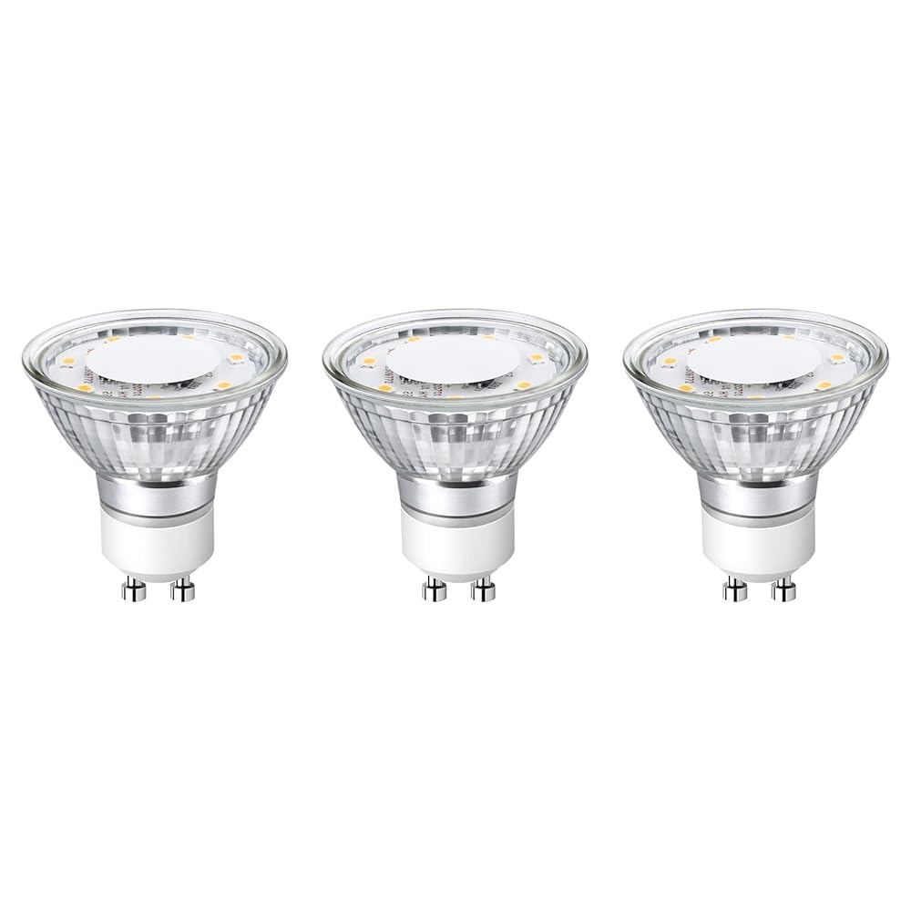 Lepro GU10 LED Light Bulbs Non-Dimmable, 2700K Soft Warm Light GU10 Bulb Replacement for Recessed Track Lighting, 4W LED Bulbs with 100°Flood Beam for Kitchen, Range Hood, Living Room, Bedroom, 3 Pack