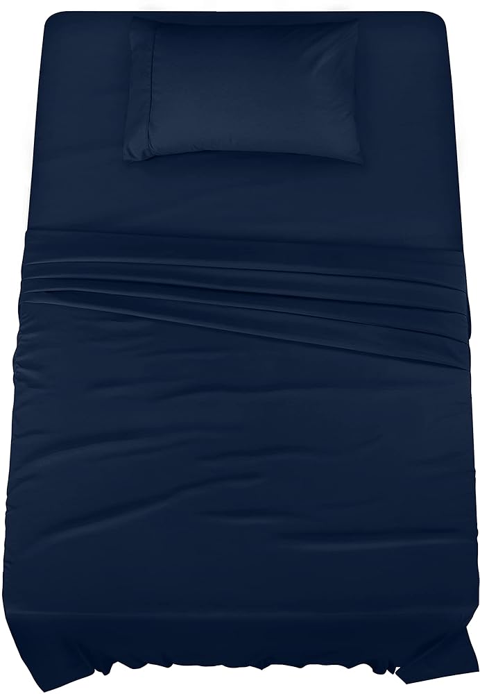 Utopia Bedding Twin XL Sheet Set – 3 Piece Bed Sheets for Twin XL Size Bed, Soft and Breathable Microfiber, Includes 1 Fitted Sheet, 1 Flat Sheet and 1 Pillowcase (Navy Blue)