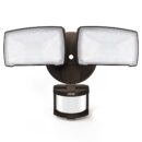 LEPOWER 30W LED Security Lights Motion Sensor Light Outdoor, 3200LM Motion Security Light, 5500K, IP65 Waterproof, 2 Head Motion Detector Flood Light for Garage, Yard, Porch, Brown (NOT Solar Powered)