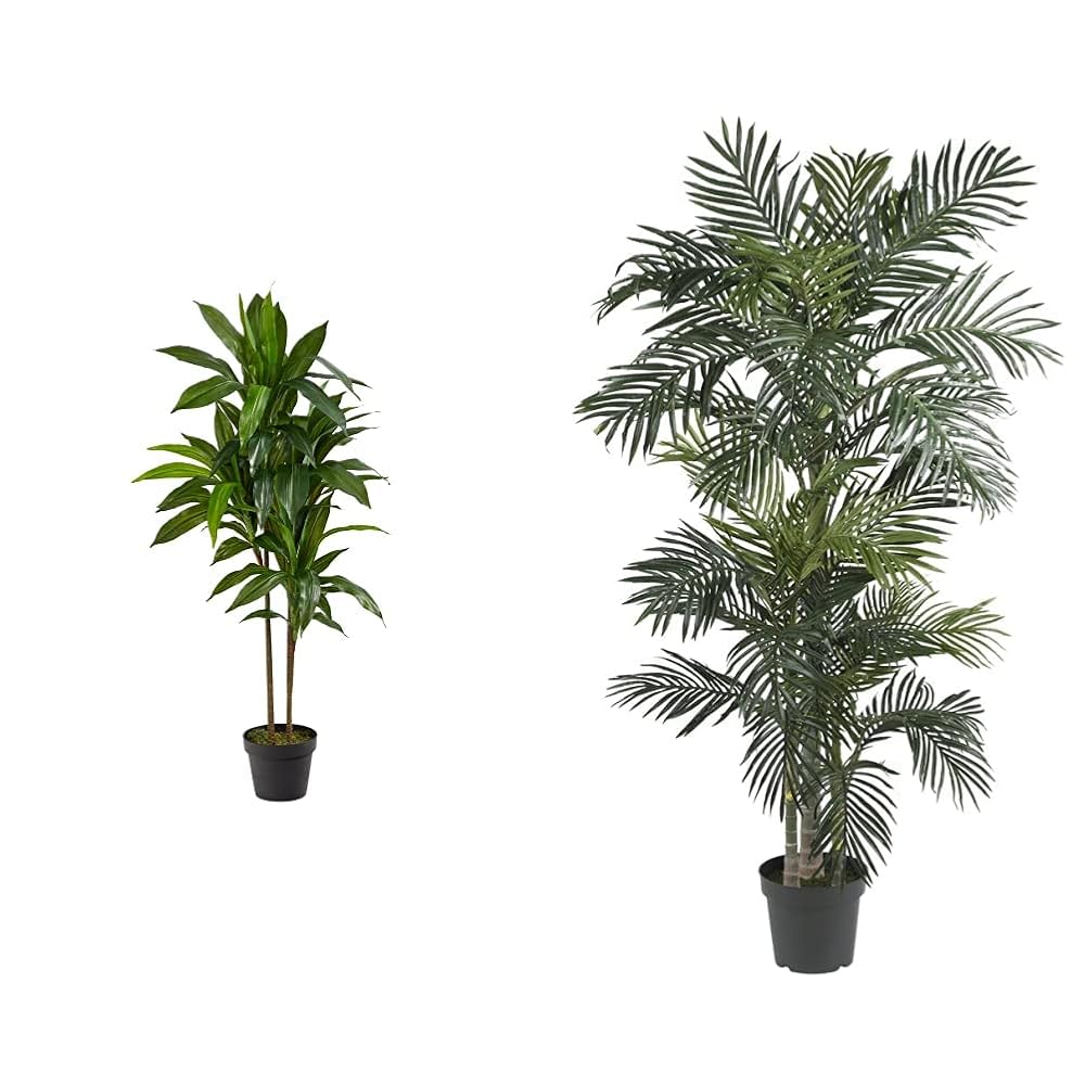 Nearly Natural 48in. Dracaena Silk (Real Touch) Artificial Plant, 48", Green 5289 6.5ft. Golden Cane Palm Silk Tree, Green