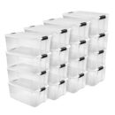 Sterilite 16-Pack Ultra Latching Box, Storage Bins with Lids, Clear Plastic, 116 Quart - Heavy-Duty Organizing Containers for Closet, Bathroom, and Office