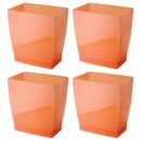 iDesign Small Rectangular Bathroom Trash Set of 4-Tango Orange, Made in USA Waste Can