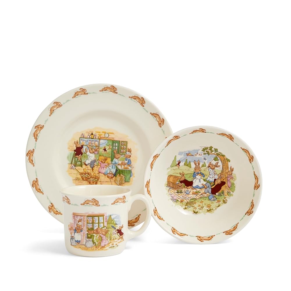 Royal Doulton Bunnykins 3-Piece Childrens Set (Bowl, Plate & One Handled Mug)