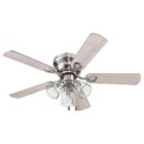 Portage Bay Ceiling Fans Renton 42" Brushed Nickel Indoor Fan with Clear 3 Light LED Multi Arm; E26/B11 Bulb and Pull-Chains, Traditional Style, 5 Reversible Barnwood/Dark Chestnut Blades, 51437
