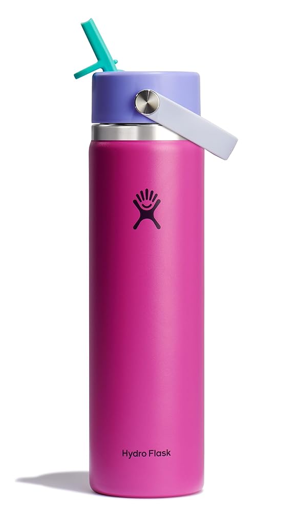 Hydro Flask 24 Oz Wide Flex Straw Cap Bottle - Insulated Stainless Steel - Wide Straw Lid, Non Spill, Leakproof in Holiday Punch