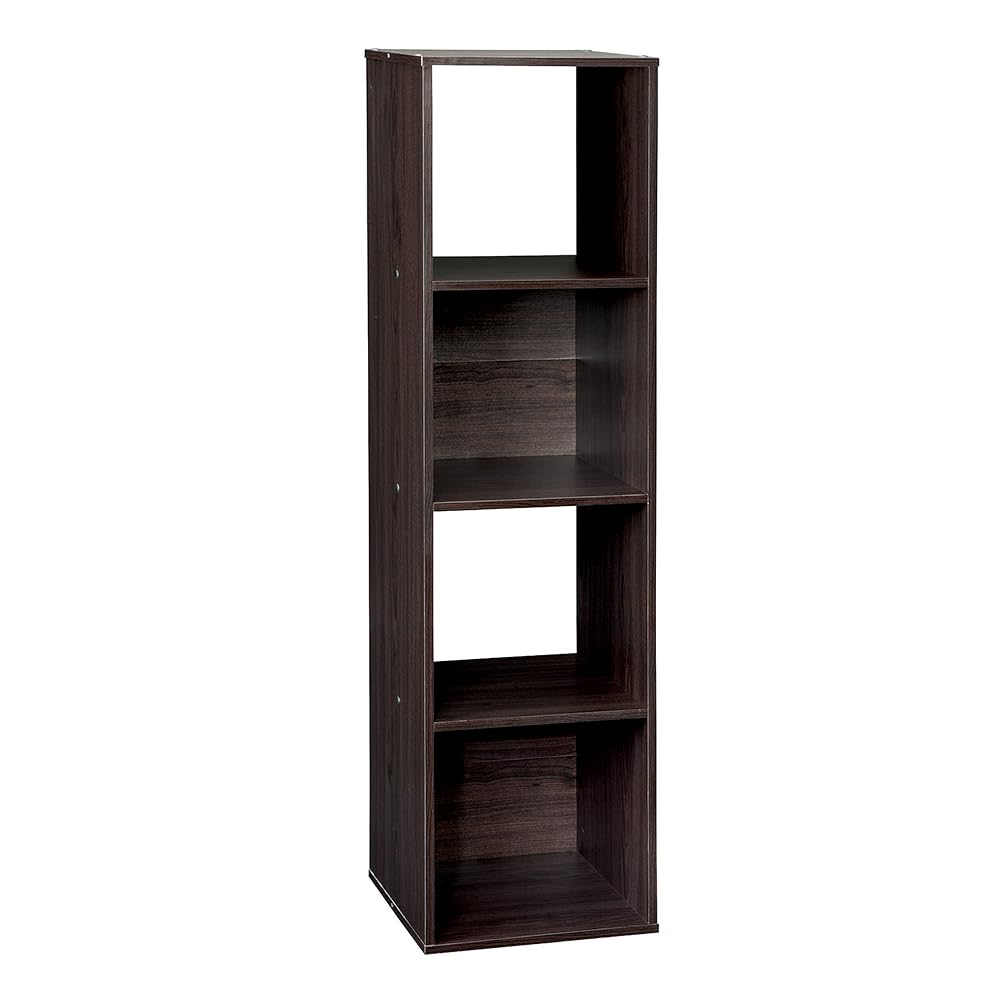 ClosetMaid Cubeicals 4 Cube Storage Shelf Organizer, Stackable, Vertical or Horizontal, Easy Assembly, Wood, Espresso Finish