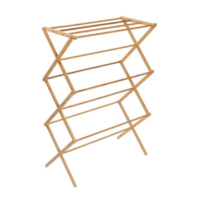 Honey-Can-Do Collapsible Bamboo Drying Rack – Sturdy & Foldable Laundry Drying Rack, Space-Saving & Portable Clothes Rack for Air-Drying Clothes, Towels, Blankets & Delicates, Indoor & Outdoor Use.