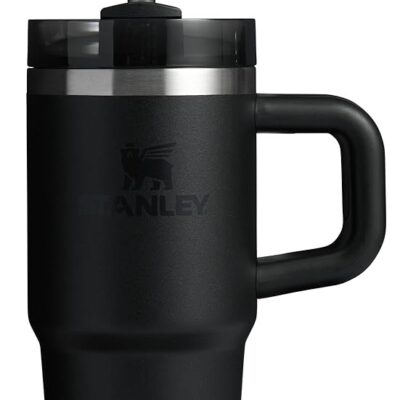 Stanley Quencher H2.0 Tumbler with Handle and Straw 14 oz | Flowstate 3-Position Lid | Cup Holder Compatible for Travel | Insulated Stainless Steel Cup | BPA-Free | Black 2.0